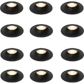 QAZQA Set van 12 inbouwspots zwart GU10 50mm - Gijs