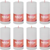 Bolsius Stompkaarsen Shine 8 st rustiek 100x50 mm wolkenwit