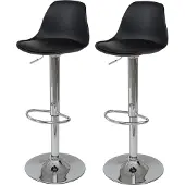 Mendler Set van 2 barkrukken -B14, barkruk barkruk draaikruk, kunstleer ~ zwart