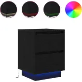vidaXL Nachtkastje met LED-verlichting 38x34x50 cm zwart