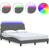 vidaXL Bedframe met LED zonder matras 120x200 cm stof donkergrijs
