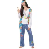Vegaoo - Hippie Flower Power outfit voor heren
