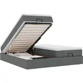 vidaXL Ottoman bed met matrassen 160x200cm stof donkergrijs