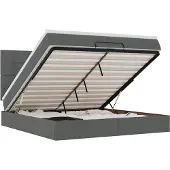 vidaXL Ottoman bed met matras en LED's 180x200cm stof donkergrijs