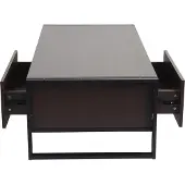 Mendler Salontafel -A27, bijzettafel woonkamertafel, 41x120x60cm 3D structuur, metaal MDF ~ donkerbruin