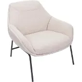 MCW Lounge fauteuil -J77, cocktail fauteuil, bouclé stof metaal ~ crème-beige