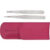 Tweezerman Petite Tweezer Set Petite Pincet Set met Etui, Pink Wenkbrauwset 1 st
