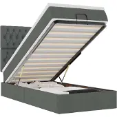 vidaXL Ottoman bed met matras en LED's 90x190cm stof donkergrijs