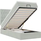 vidaXL Ottoman bed met matrassen en LED's 90x190cm fluweel lichtgrijs