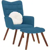 vidaXL Relaxstoel met voetenbank fluweel blauw