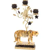 Baroque - Kandelaar - Kandelaar Tijger 38 cm - Zwart - Resin - 38x23x9 - Polyresin