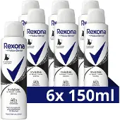 Rexona Women Anti-Transpirant Spray - Invisible - onzichtbaar op zwarte en witte kleding - 6 x 150 ml