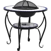 vidaXL Vuurtafel mozaïek 68 cm keramiek blauw en wit
