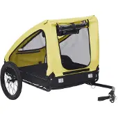 vidaXL Fietsaanhanger voor honden, geel en zwart