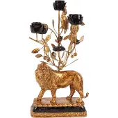 Baroque - Kandelaar - Kandelaar Leeuw 36 cm - Goud - Resin - 36x18x18 - Polyresin