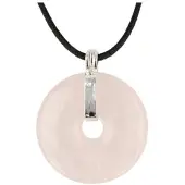 Ruben Robijn Roze kwarts donuthanger 40 mm aan koord
