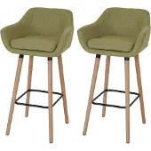 Mendler Set van 2 barkrukken Malmö T381, barkruk barkruk ~ textiel, lichtgroen