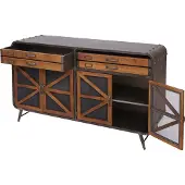 MCW Dressoir -F91, ladekast, hoge kast, industrieel dennenhout en metaal 80x126x38cm, bruin-zwart
