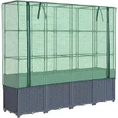 vidaXL Verhoogde tuinbed met kasafdekking, rattanlook, 160x40x153 cm