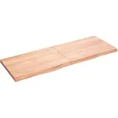 vidaXL Wastafelblad 140x50x(2-4) cm behandeld massief hout lichtbruin