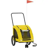 vidaXL Hondenfietstrailer oxford stof en ijzer geel