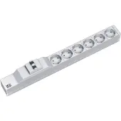 Bachmann 19" stekkerdoos 6x geaard contact 1x beveiligingsschakelaar, 2 m