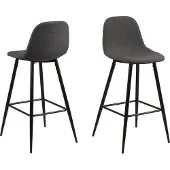 Ebuy24 2 x Willy barstoel grijs, metaal, zwart.
