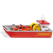 Siku 2117, Brandweer-werkboot, 1:50, kunststof, rood/geel, incl. Ford F150 pick-up (metaal/kunststof) en stickervel