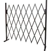 MCW -B34, hondenhek, schaarhek, Veiligheidshek, uitschuifbaar, dierenbeschermingsrooster, bruin aluminium ~ hoogte 153cm, breedte 28-200cm