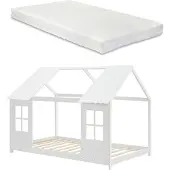 En.casa Kinderbed Tostedt huisbed met matras wit 90x200 cm []