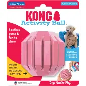 Kong puppy activity rubber bal roze of lichtblauw assorti 7-16 kg 7,5x7,5x7,5 cm