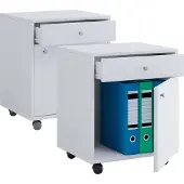 Hioshop Masola kommode , archiefkast op wielen, 1 lade en 1 deurwit.