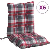 vidaXL Stoelkussens 6 st lage rug ruitpatroon oxford stof rood