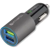 4smarts - Adaptateur d'alimentation pour voiture - 30 Watt - 6000 mA - QC 3.0 - sur le câble : USB - noir, gris mat