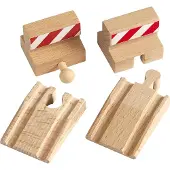 BRIO World 33385 - Stop and Ramp Track - 4 Piece Wooden Toy Train Accessory for Kids Ages 3 and Up