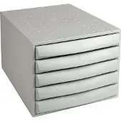 Exacompta THE BOX ladebox A4/A4+ 5 laden gesloten, kantoor lichtgrijs, geruisloos lopend met veiligheidsstop