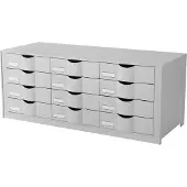 PaperFlow ladebak, formaat A4, 12 laden met gesloten front, verzonken greep & etikethouder, etiketten, B 857 x D 342 x H 350 mm, PS, grijs