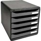 Exacompta ECOBlack Ladekastje Kunststof Zilver, zwart 5 Lades 27,8 x 34,7 x 27,1 cm