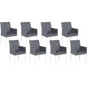 Beliani BACOLI - Tuinstoel set van 8 - Grijs - Polyester