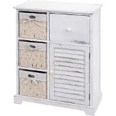 MCW Commode -H21, kast met laden, massief houten mandlade 80x60x30cm ~ shabby wit