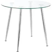 En.casa Glazen tafel Humppila rond 75x80 cm chroom en transparant