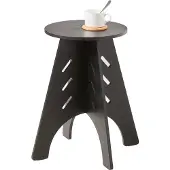 SoBuy Ronde Houten Bijzettafel Zwart 48,5x30,5 cm