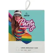 Apollo - Party T-shirt dames lange mouwen - Strepen - Rainbow - Maat XS - Carnaval - Carnavalskleding dames - Carnavalskleding