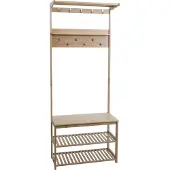 MCW Bamboe kapstok -N82, kapstok schoenenrek bank schoenenbank, kapstokhaken MVG 170x70x31cm
