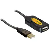 DeLOCK USB 2.0 Verlengkabel met Versterker - Zwart - 10 meter
