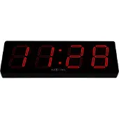 Nextime Big D Klok Led Zwart - Wandklokken Kunststof Black - 3059