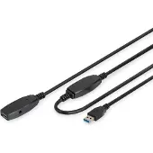 Digitus DA-73105 USB-kabel USB 3.2 Gen1 USB-A stekker, USB-A bus 10.00 m Zwart Afgeschermd, Afgeschermd (dubbel)