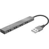 Trust Computer Products Halyx Aluminium 4-Port Mini USB Hub - Hub 23786 USB-hub 4 poorten USB-A USB 2.0 480 MBit/s