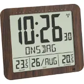 TFA-Dostmann 60.4518.08 Wandklok Zendergestuurd 24.8 cm x 2.5 cm x 20.6 cm Hout