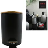 Article Sans Marque Pedaalemmer 3L - ADONIS - Prullenbak Badkamer - Bamboo - Zwart